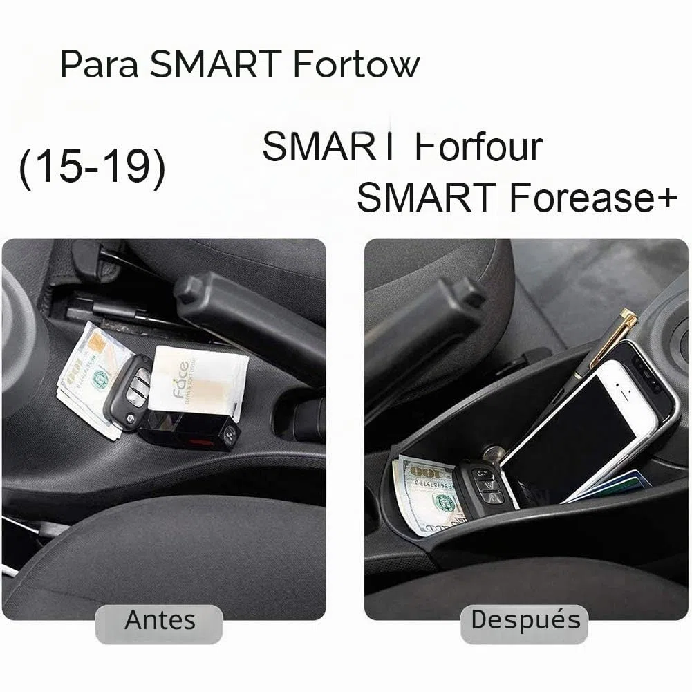 Caja De Almacenamiento De Consola Central para Smart 453 Fortwo/Forfour 2014-2019, Almacenamiento para TeléFonos Celulares, Llaves, Tarjetas, Monedas