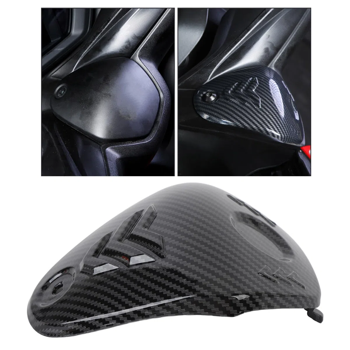 Cubierta Central Superior del Manillar de la Motocicleta Patrón de Fibra de Carbono Resistente a los Arañazos para XMAX 300 2017 a 2022