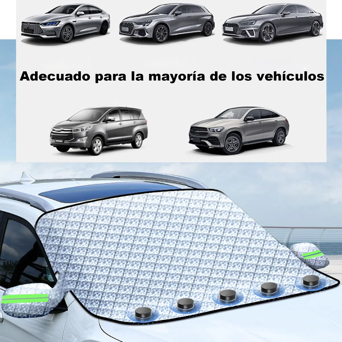 Protector para Parabrisas, Protector para Arabrisas Coche con 5 imanes, Protege de Rayos UV, Hielo, Nieve, Sol, Lluvia para Verano Invierno,160 X 116 cm
