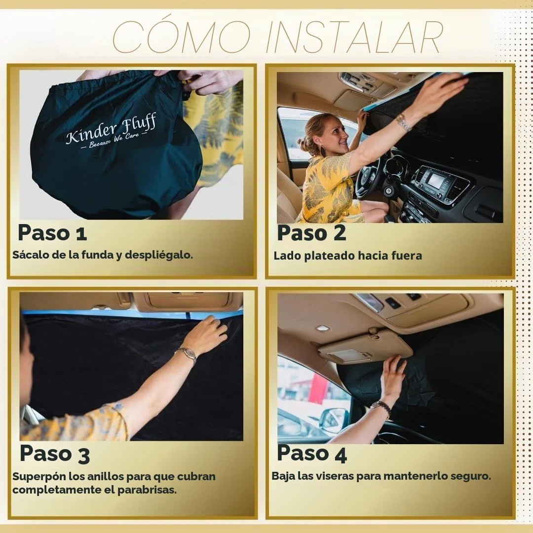Parasol para Parabrisas Patentado Kinder Fluff para Tesla Model 3/Y | Parasol Coche Protección Solar 99% UVR | Interior Fresco | Visera Plegable | Accesorios Auto Verano | Protector Solar 142x95 cm