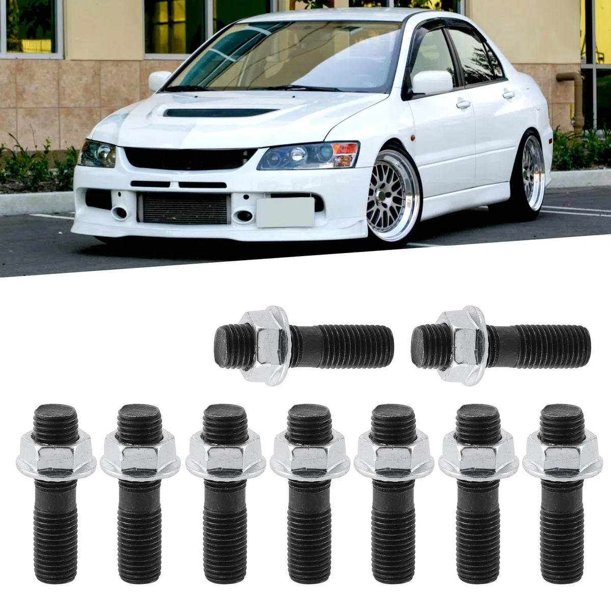 aqxreight - Kit de tuerca de bloqueo y espárrago turbo M10 x 1,25 mm apto para turbos DSM 1G EVO 1-10