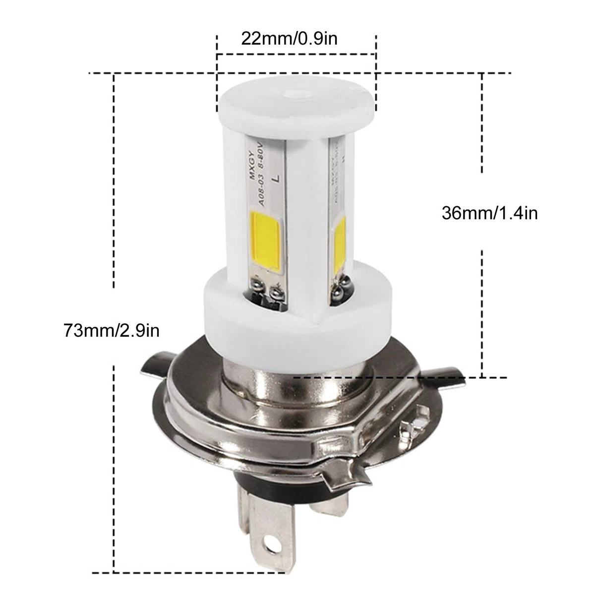 Bombilla H4 LED para Moto, Faro Delantero 1080LM 9-12W 6500K, Lámpara Frontal de Motocicleta, Alto Brillo, Eficiencia Energética