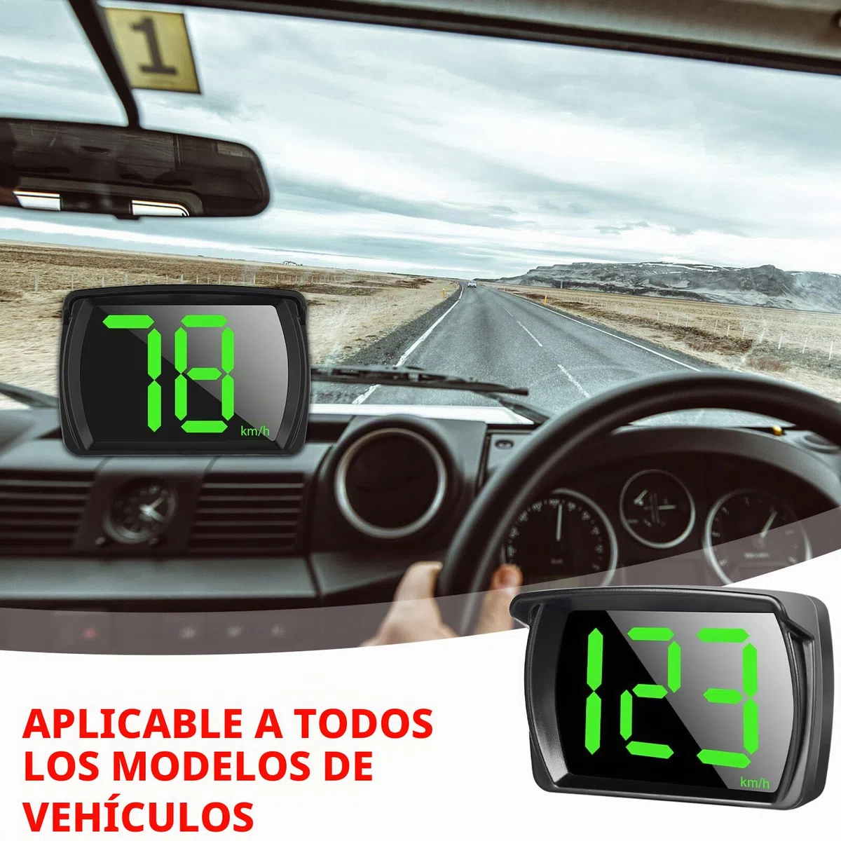 Aicharynic Head Up Display Auto HUD: Velocímetro digital para coche, velocímetro, pantalla universal con GPS + chip dual Beidou para todos los coches, USB Plug and Play, KMH