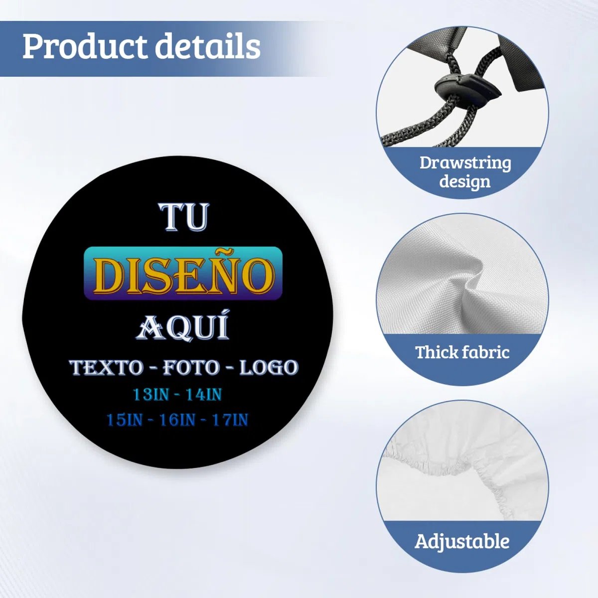 Funda Rueda Repuesto Personalizado agregue su Foto/Logotipo/Texto Funda de Rueda 4x4 Personalizada de Repuesto Impermeables, a Prueba de Polvo para remolques campistas,RV,SUV