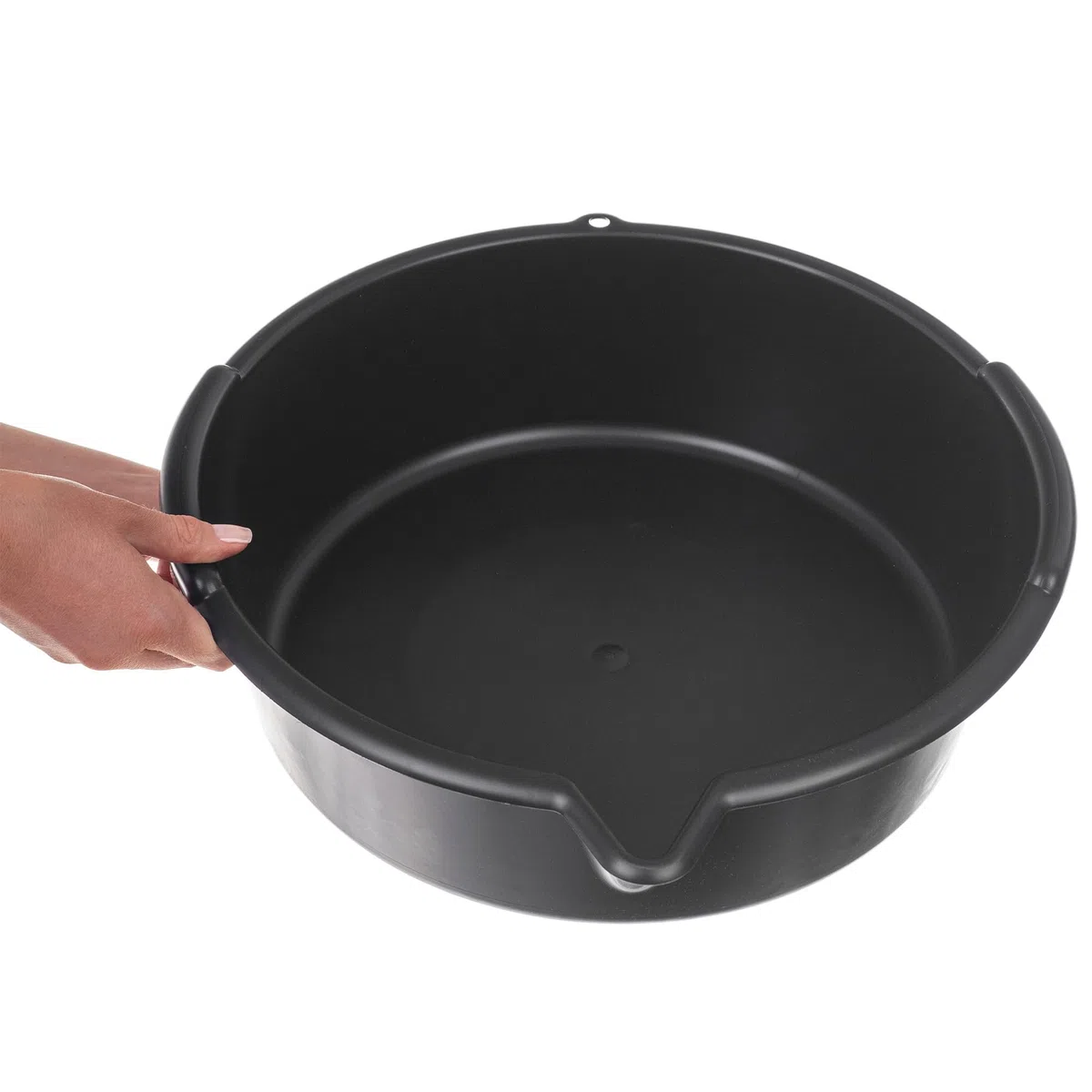 Bandeja colectora de aceite KADAX con boquilla de drenaje 8L, bandeja de drenaje de aceite Ø 39 cm, bandeja multiusos de plástico, bandeja de limpieza para cambio de aceite con asas de transporte