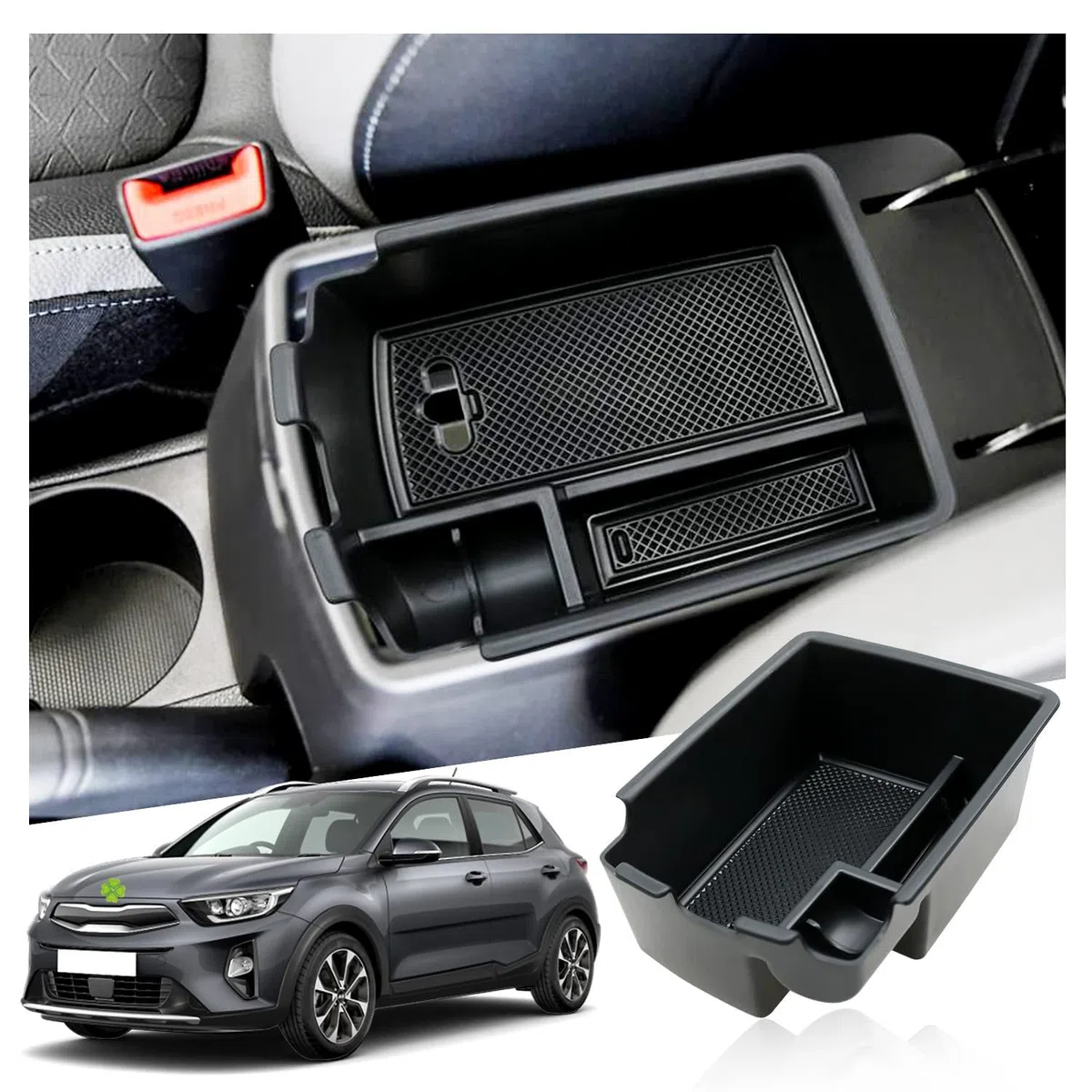 Ruiya Compatible con Kia Stonic 2018-2023 2024 Consola Central Caja de almacenamiento, Caja Reposabrazos Stonic Reposabrazos Organizador Central Reposabrazos Bandeja Accesorios Kia Stonic