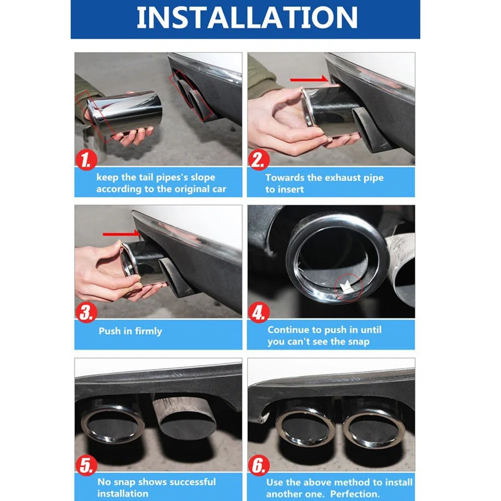 PolarLander Car Styling De Acero Inoxidable Silenciador de Escape Punta Tubo Azul Compatible for VW Volkswagen Jetta MK6 1.4T Golf 6 Golf 7 MK7 1.4T
