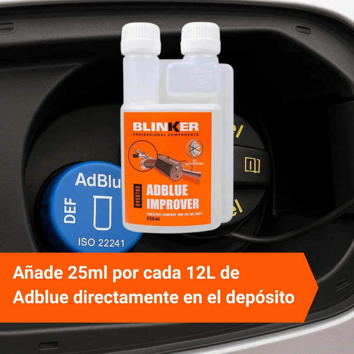 Blinker - AdBlue Improver - Tratamiento para Sistema SCR - Elimina Cristalización y Obstrucciones - Mejora el Rendimiento del AdBlue en Vehículos - Cámara de Dosificación - Envase de 250 ml