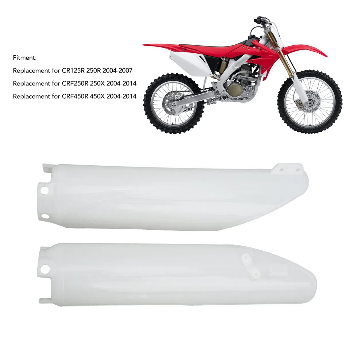 Protector de Horquilla Moto, 2 Piezas ABS Protector de Amortiguador de Horquilla de Motocicleta Reemplazo con Accesorios de Tornillos para CR125R CR250R CRF450R