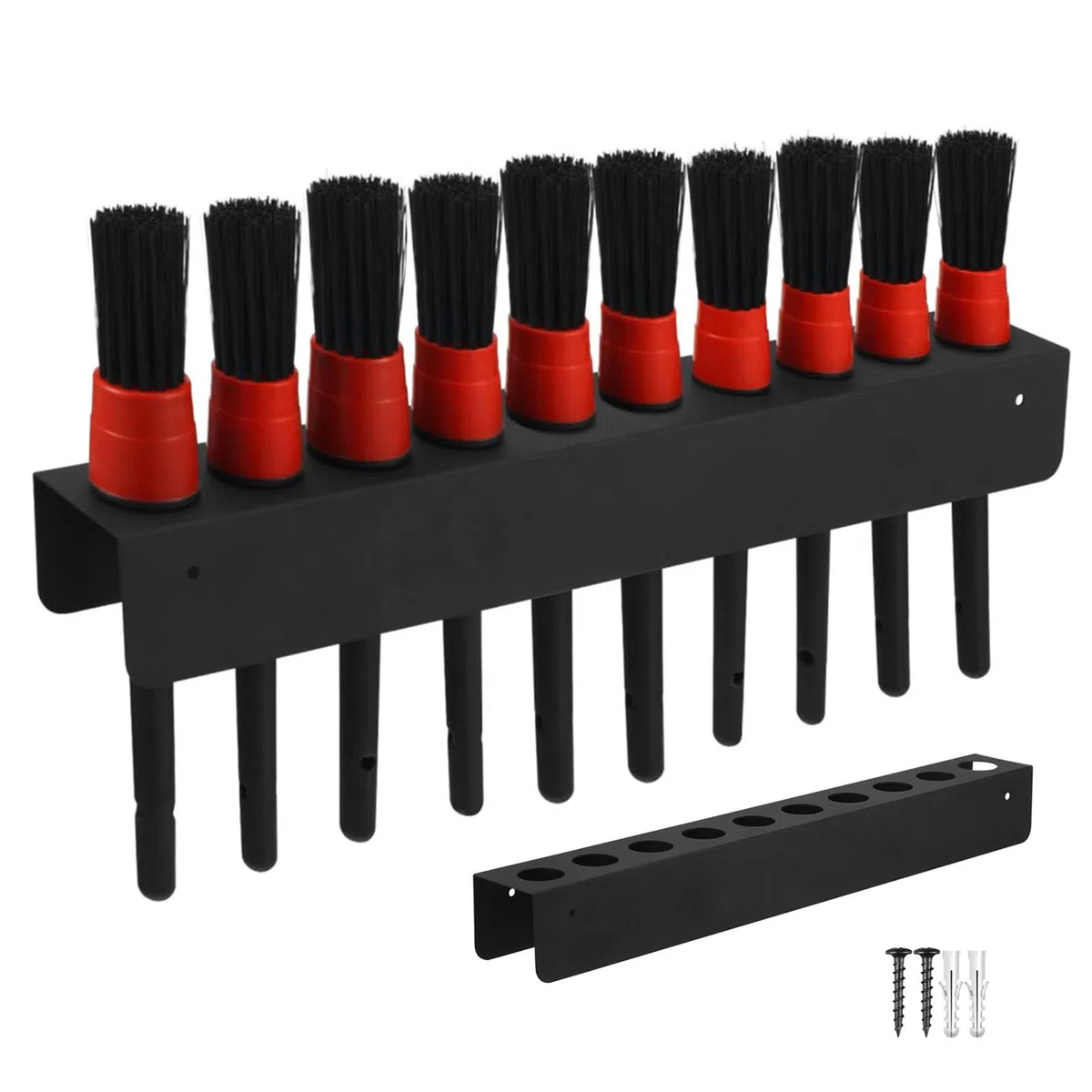 Genérico Detailing Brush Holder, 10 Holes Car Brush Organizer, 16 x 2 pulgadas Heavy Duty Auto Supplies Stand, Sturdy Wall Mount Storage for Broches, Tools, Garage and Workshop Use