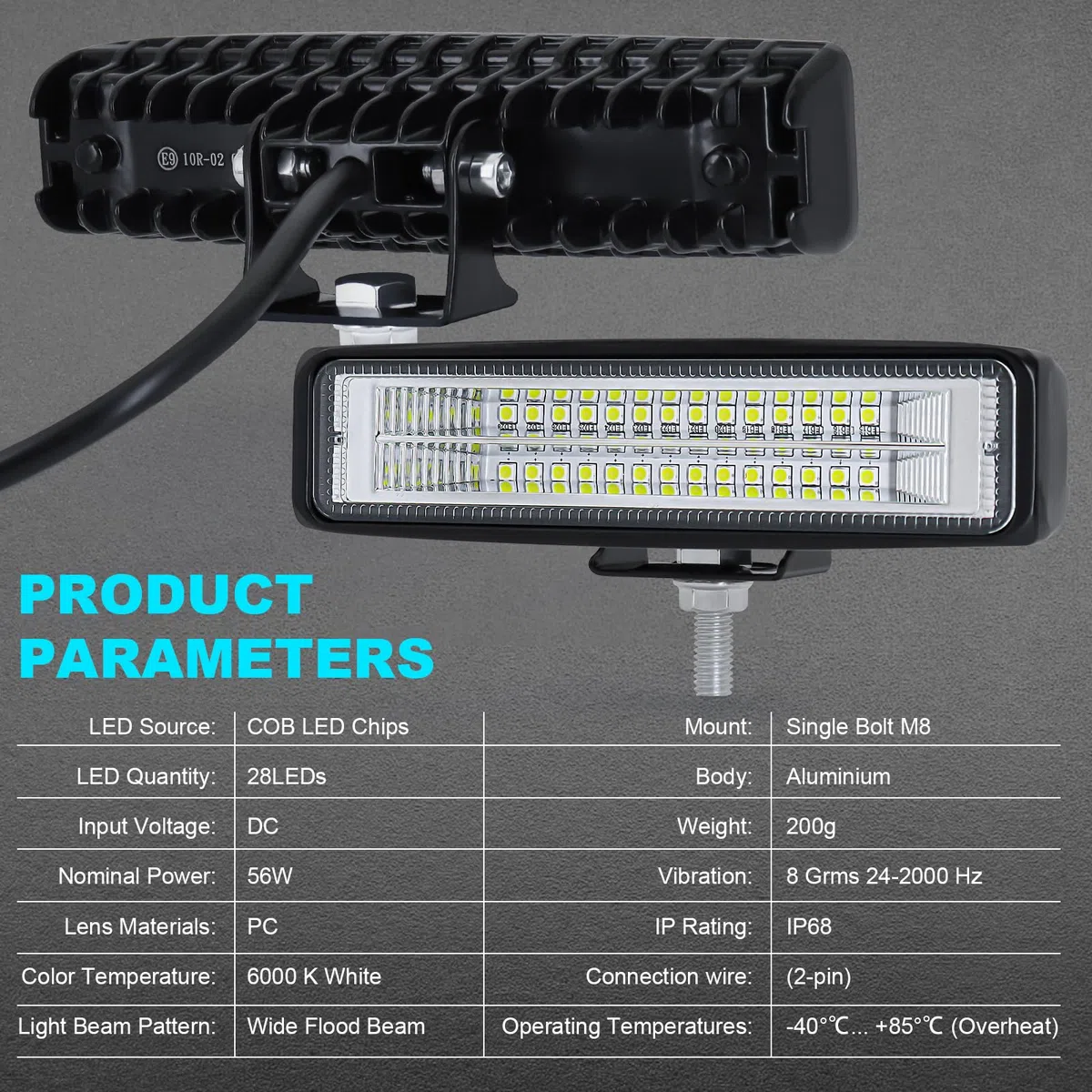 antom 15cm Barra de Luz LED para 4x4, 56W Faros Moto de Led 6000K Focos de Led 12v para Tractors, Barco, Moto de Montaña, Remolque, Camper