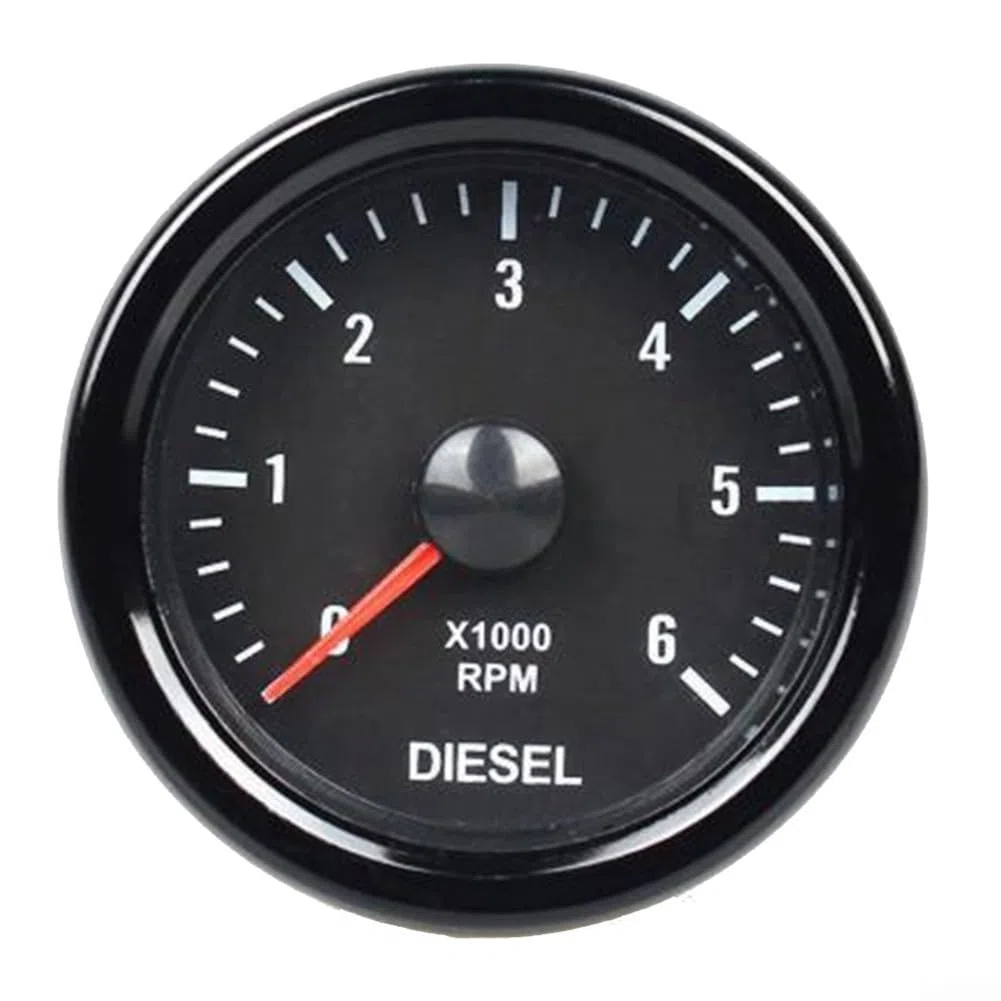 Medidor de tacómetro diésel de 12 V – Contador de revoluciones analógico blanco y negro para motores diésel