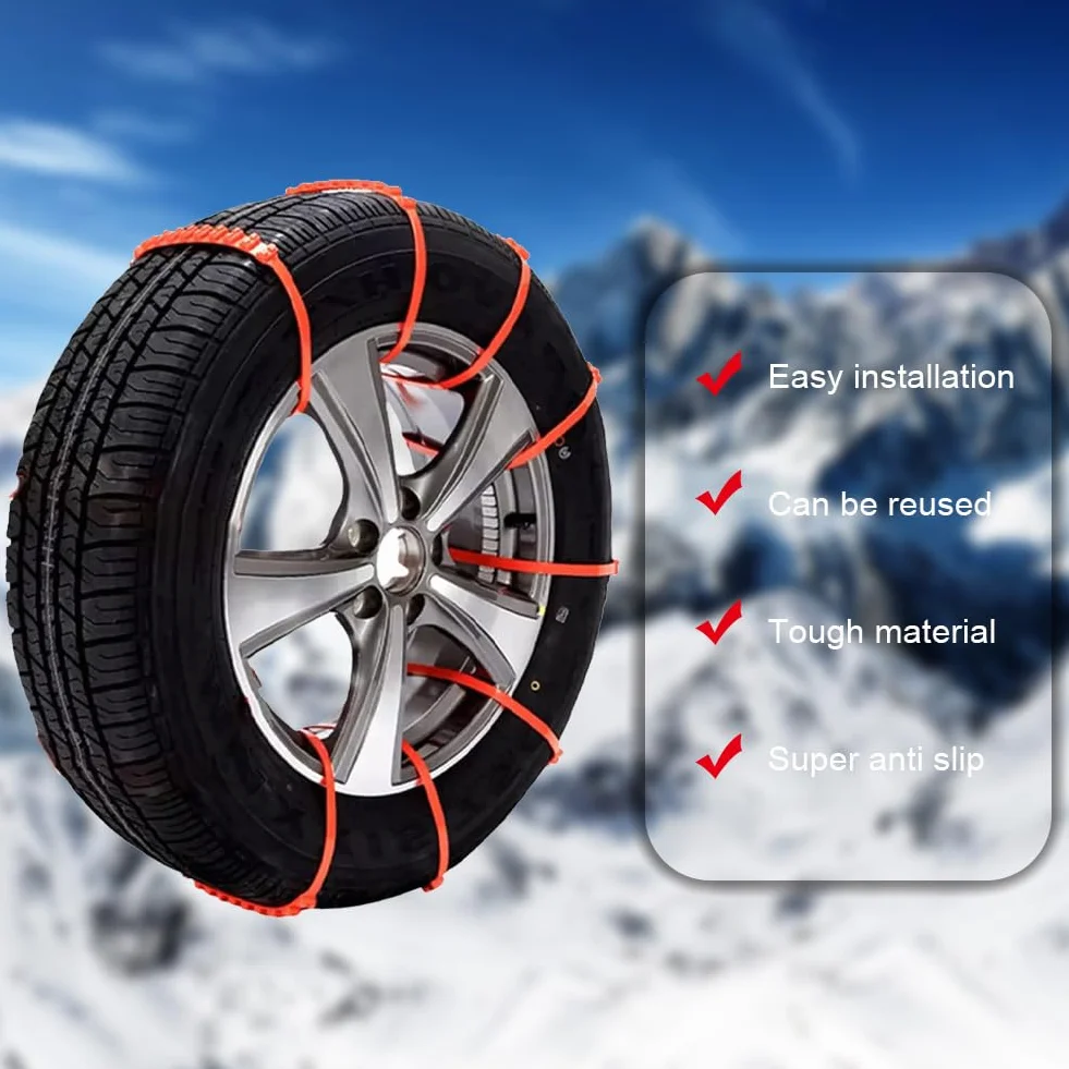 Cadena de Nieve para Coche,Cadenas Antideslizantes para Neumáticos de Nieve,Cadenas de Emergencia para Coche,Cadenas de Seguridad Ajustables,Antideslizantes,Cadenas de Seguridad,10pcs