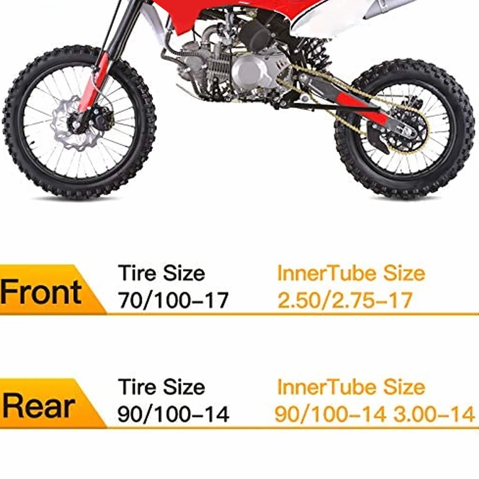 Akozon Juego de tubo interior para llantas, 3.00-12 (80/100-12) Neumático con tubo interior para 3.00-12 Llantas Knobby Pit, Motocross, Dirt Bike, Off Road