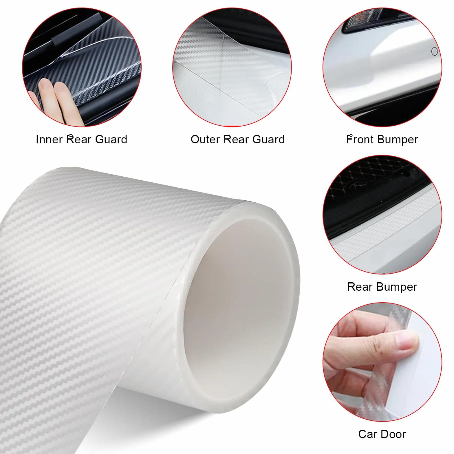 Protector Parachoques Coche, 10cm x 3m Vinilo Protector Bicicleta, Vinilo Fibra Carbono Para Moto, Adhesivo Protector para Marco de Bicicleta, Anti-Arañazos, para MTB, E-Bike