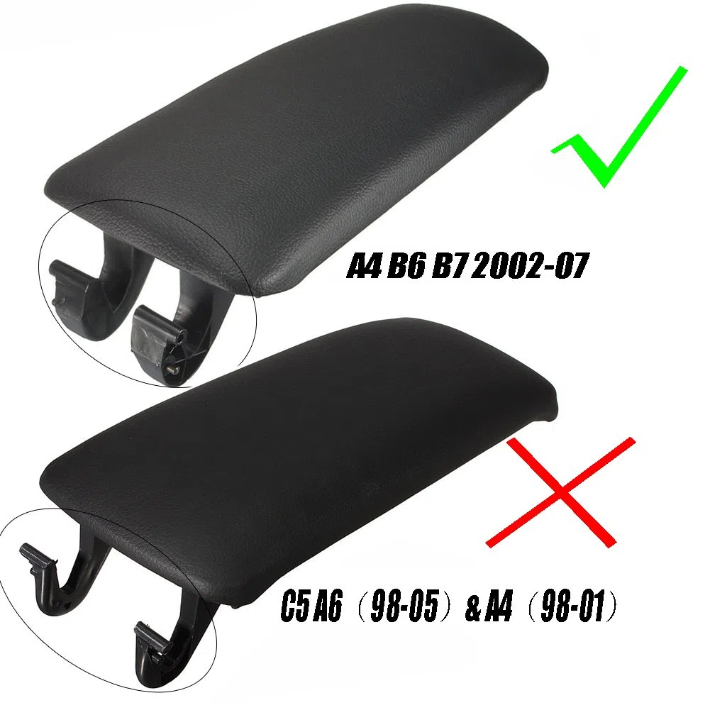 Cubierta para apoyabrazos reposabrazos de consola, negro, A4 B6 B7 02-07