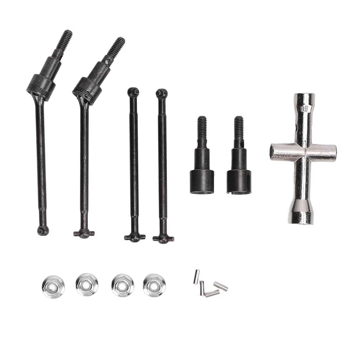 RiToEasysports Kit de Eje de Transmisión de Acero para Automóvil RC, Transferencia de Torsión Lisa de Reemplazo del Eje Trasero Delantero para 16101 16102 16210, Instalación Fácil, Transferencia de