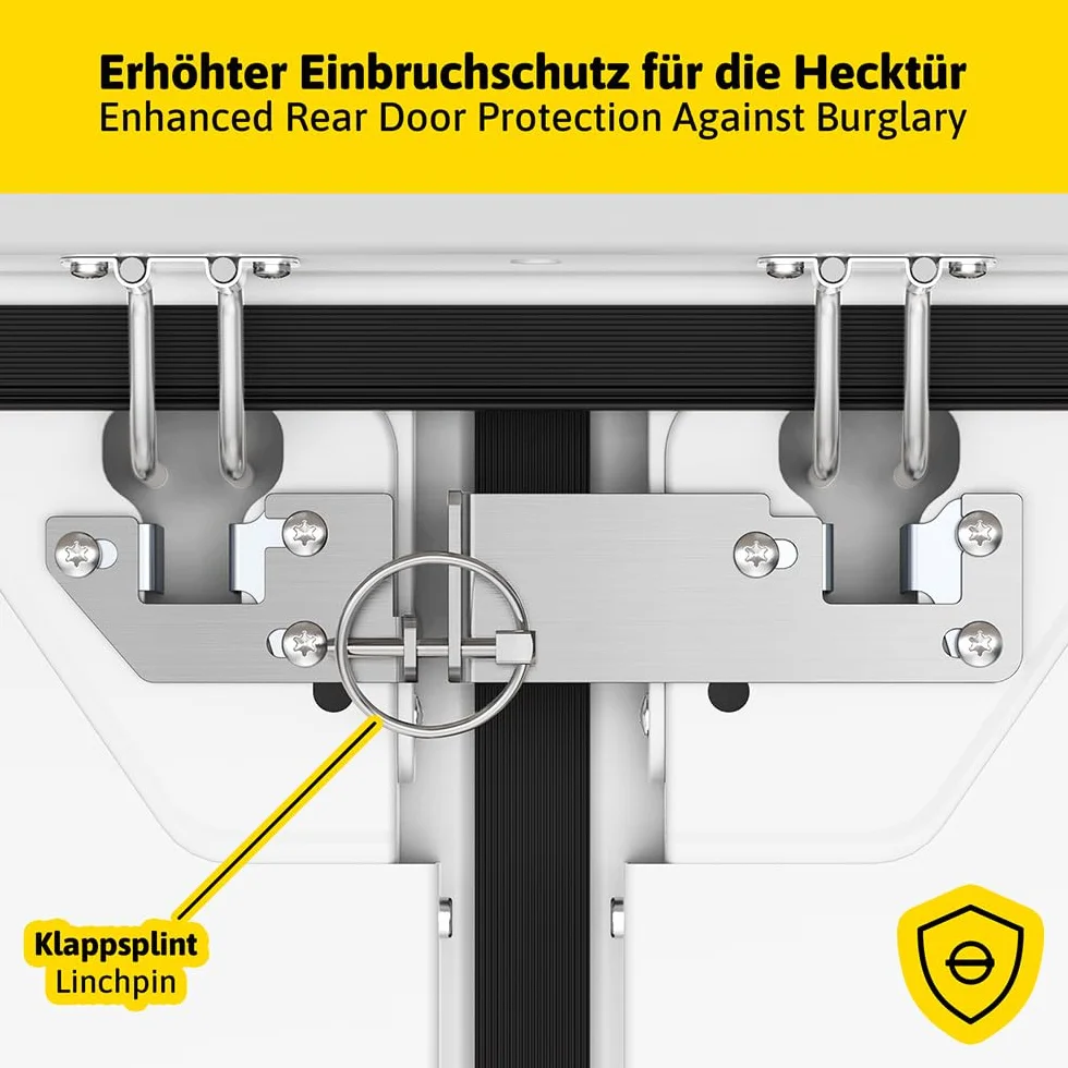 Siegvoll Bloqueo de Puerta Trasera Antirrobo para H1/H2 Techo - sin Taladrar Puerta Trasera Prick Stop Dispositivo con Pasador Plegable Mejorado, Accesorio Autocaravana para Fiat Ducato, Jumper, Boxer