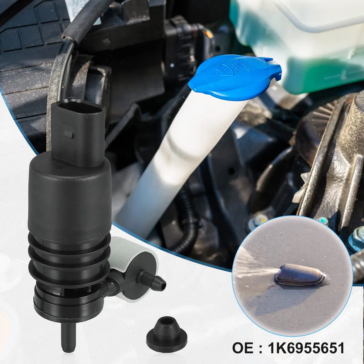 X AUTOHAUX Parabrisas Arandela Motor Bomba de Agua de Limpiaparabrisas para VW Golf Jetta -1 Unidad Negro