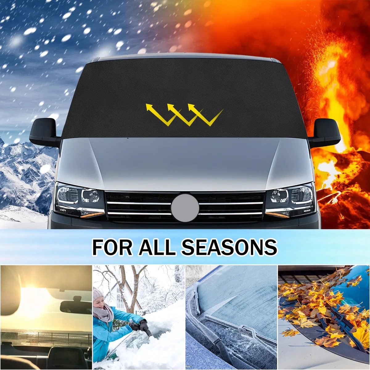 Parasol para Parabrisas Reemplazo para VW T5, Protector de Parabrisas Delantera Resistente Intemperie