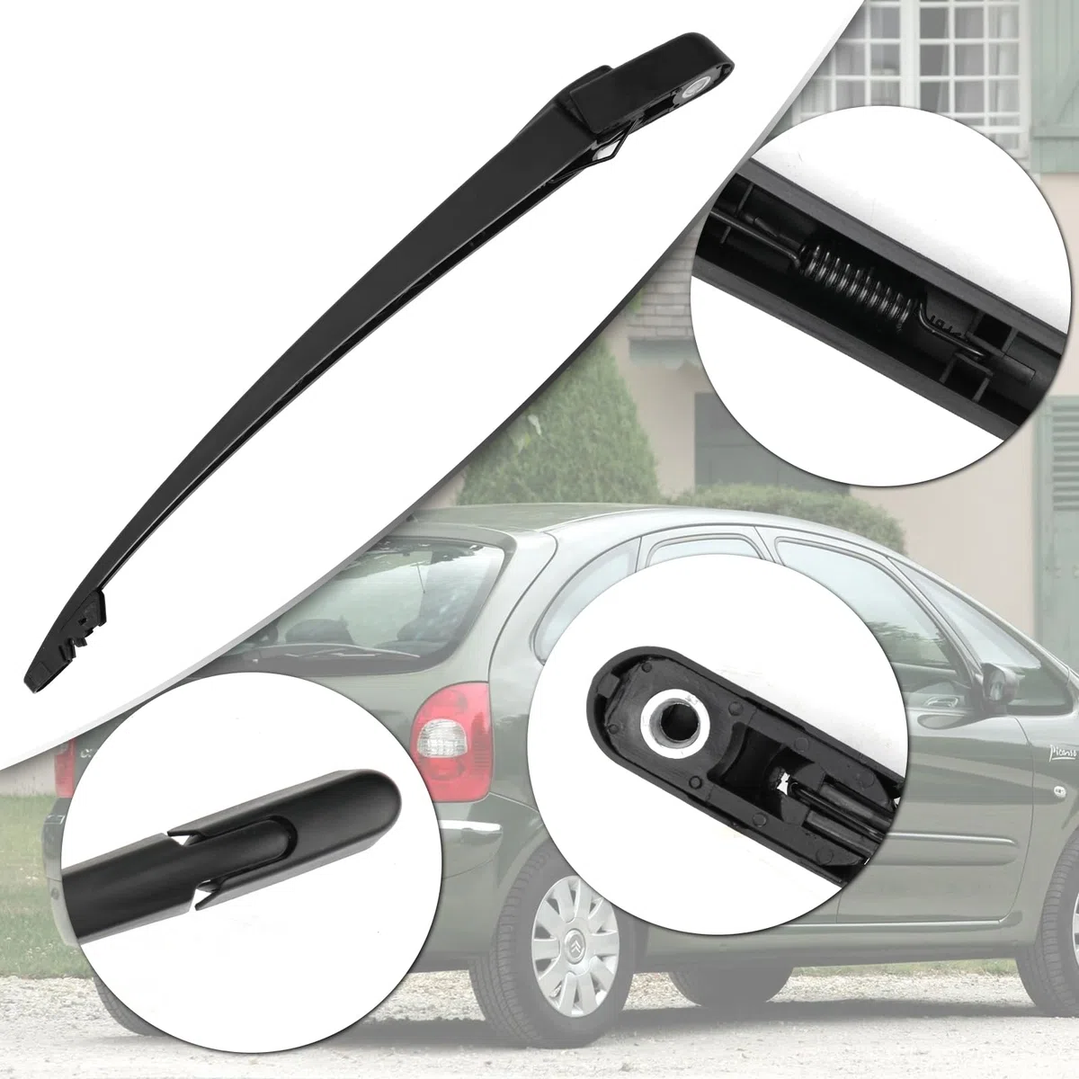 Limpiaparabrisas Trasero de Coche Compatible con Citroen Xsara Picasso 1999-2010, Juego de Brazo y Hoja de Kit de limpiaparabrisas Trasero de Coche Impermeable