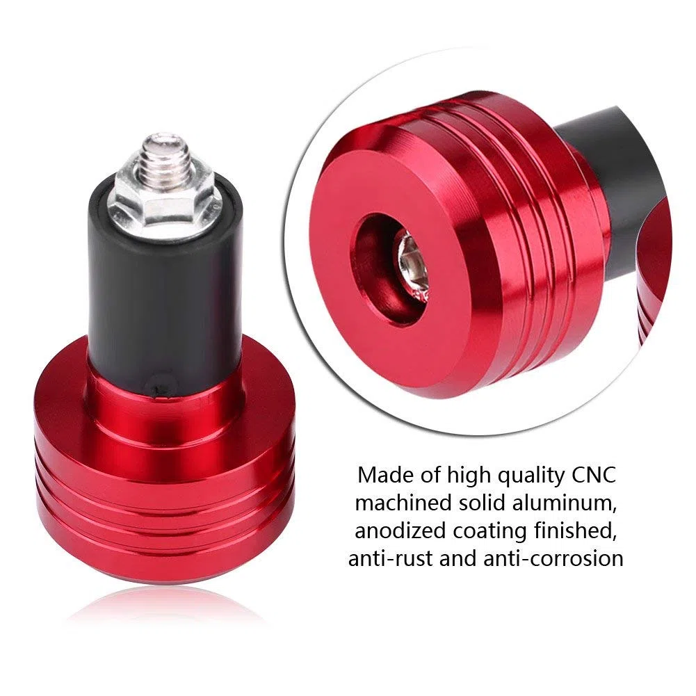 Qiilu - Puntas de Manillar Universal antivibraciones, 22 mm, Universal de Aluminio para Motocicletas (Rojo)