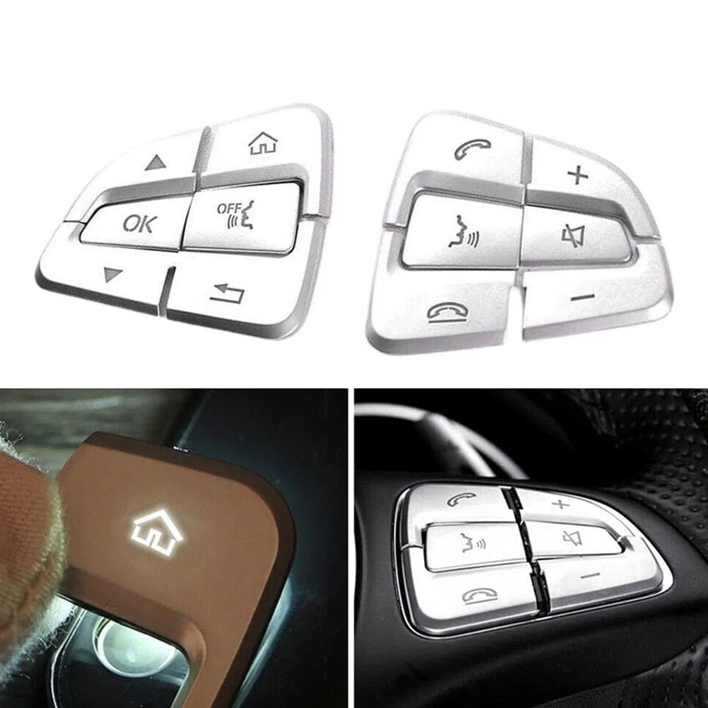 Pegatinas para botones de volante para Mercedes para BENZ W205 Clase C GLC GLE GLS, cubierta de botón cromada tipo A