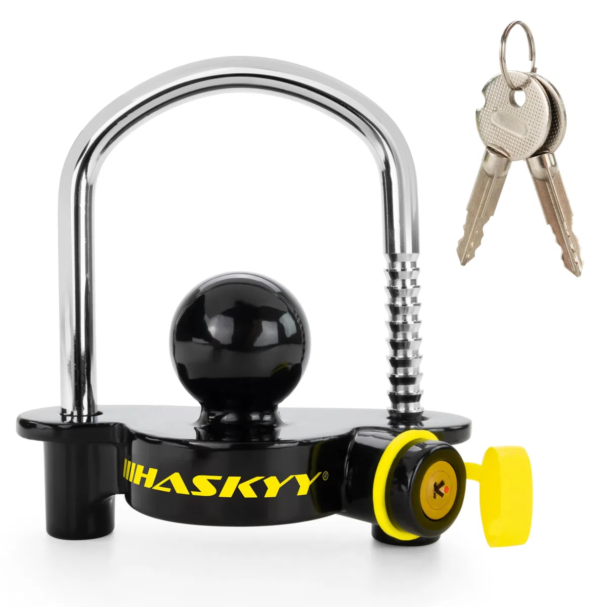 HASKYY Candado para enganche remolque I Robusto Candado para enganche para moto caravana tráiler I protección seguridad antirrobos llave I istema antirrobo Remolque I Candado de Seguridad