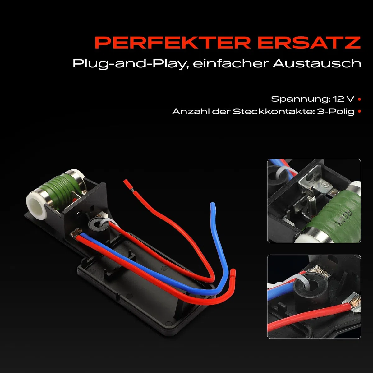 Frankberg Resistencia del calentador Regulador del soplador 3 polos. Compatible con M.i.n.i cabrio R52 M.i.n.i R50 R53 Replace# 17117541092R