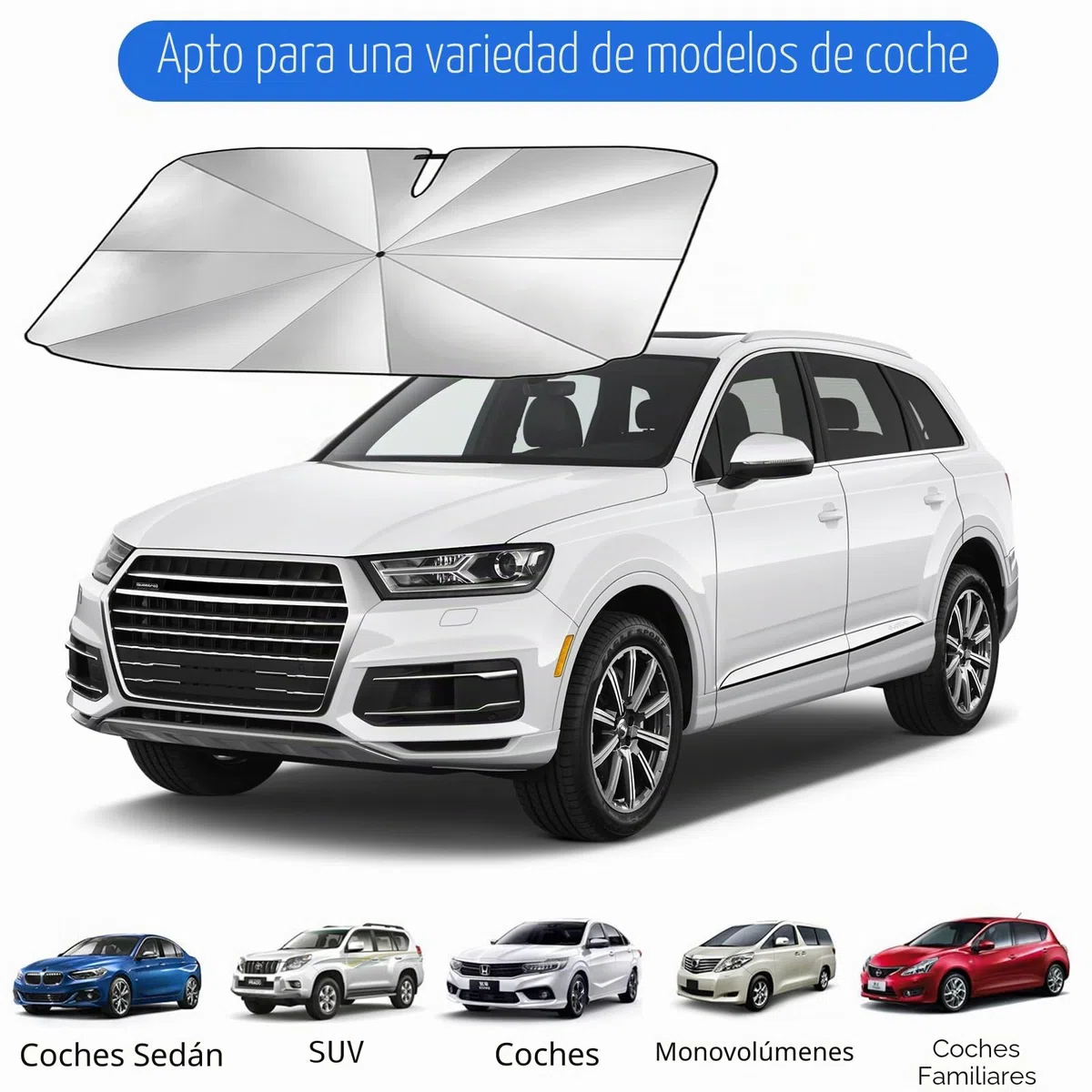 Parasol Coche Delantero,140×79cm Parasol Coche Delantero Plegable,Paraso para Parabrisas de Coch,Paraso Coch Paraguas,Paraso Plegable,para Mayoría de Coches, SUV, Camiones