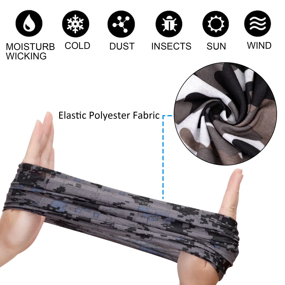 Pasamontañas de Camouflage Multifuncional Máscara Bufanda Prueba de Viento para Hombres y Mujeres Moto Esquí Ciclismo Escalada 12 Piezas