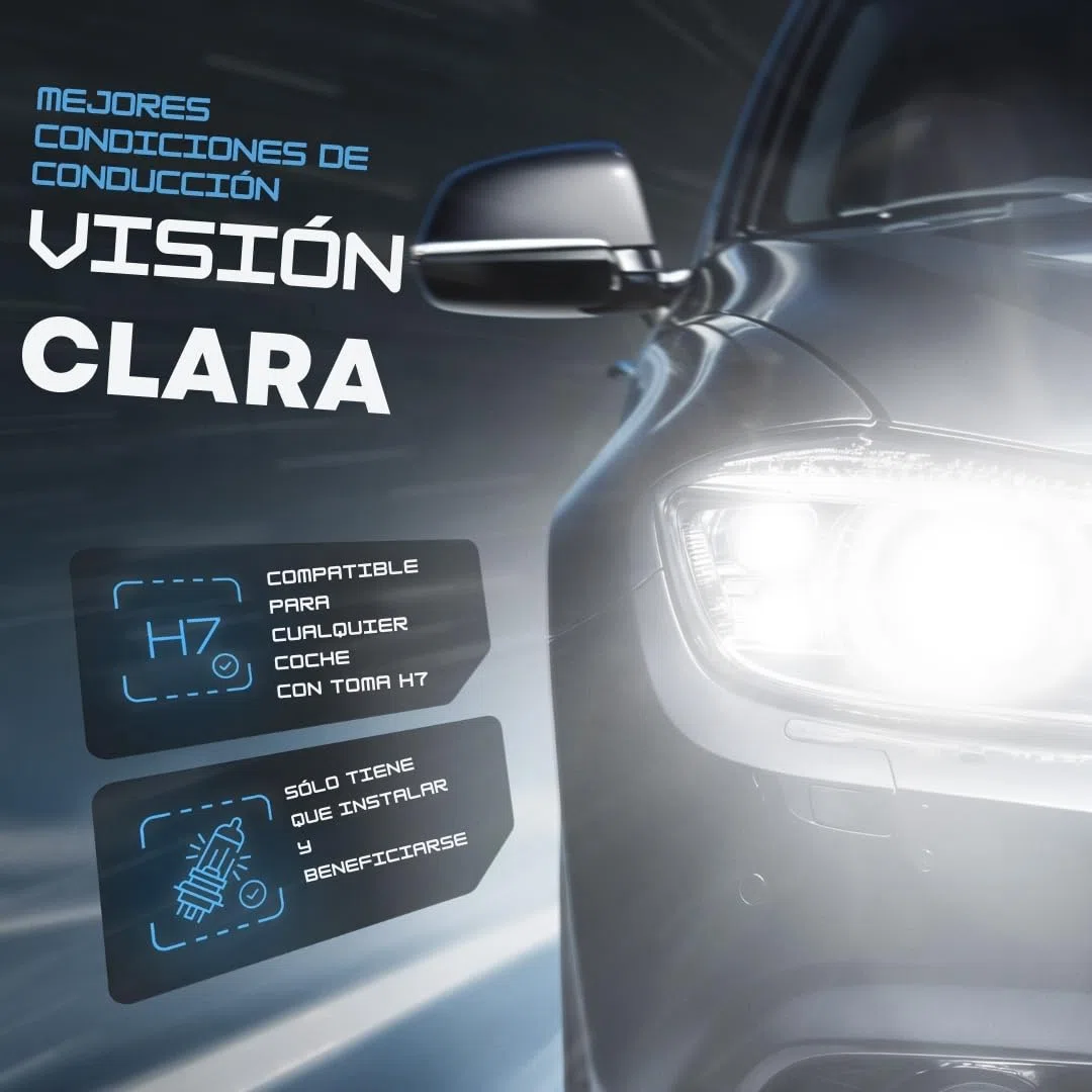 Gread - Bombillas H7 55W 12V Luces Para Faros Delanteros, Super Blanco Lámpara Halógena Auto Lámpara 8500K, larga vida Paquete de 2