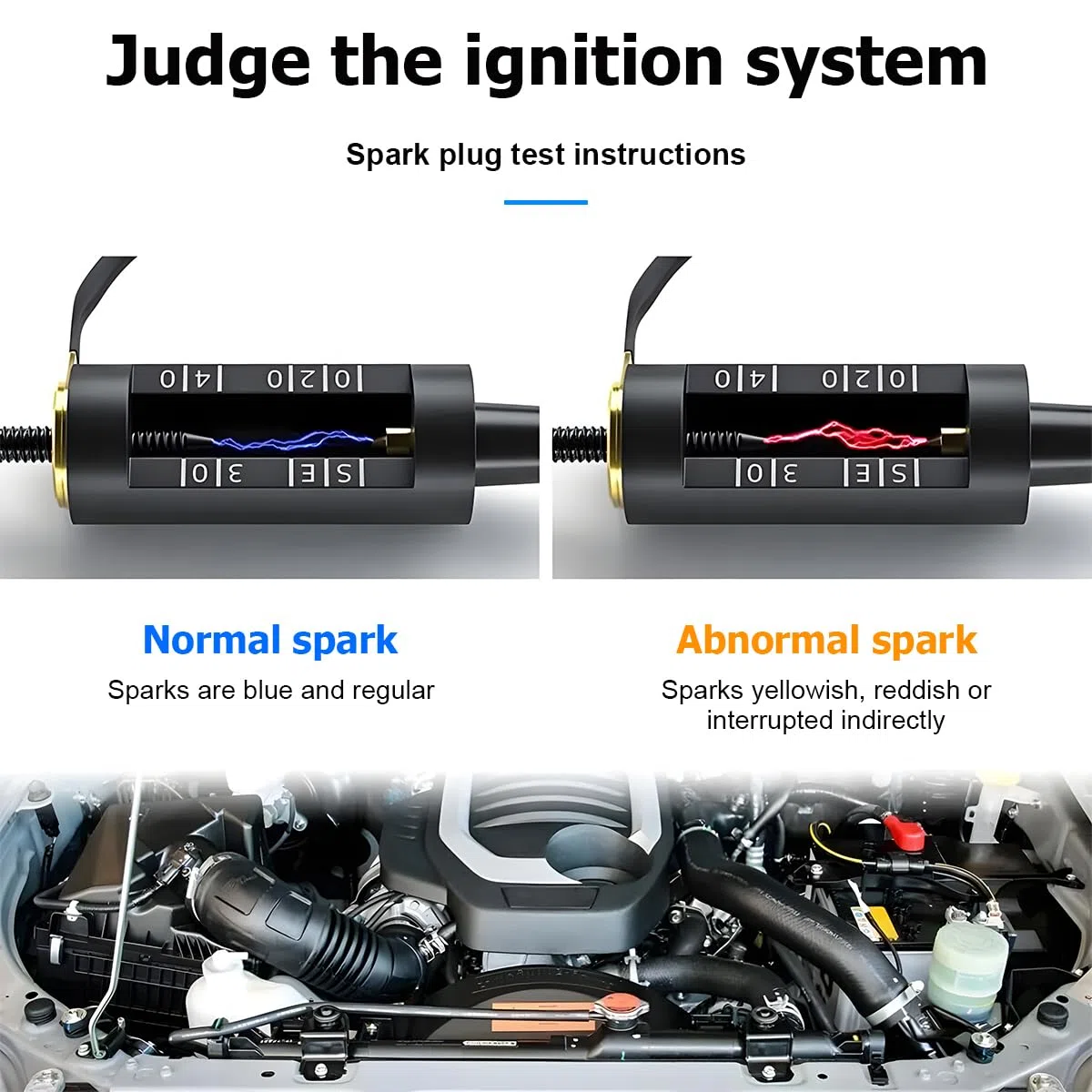 CGEAMDY Probador Bujías Probador Bobina Encendido Del Motor, Probador De Chispa De Encendido Ajustable Del Coche, Herramienta Diagnóstico Automático Bujía, Detector Línea Alto Voltaje Para Automóvil