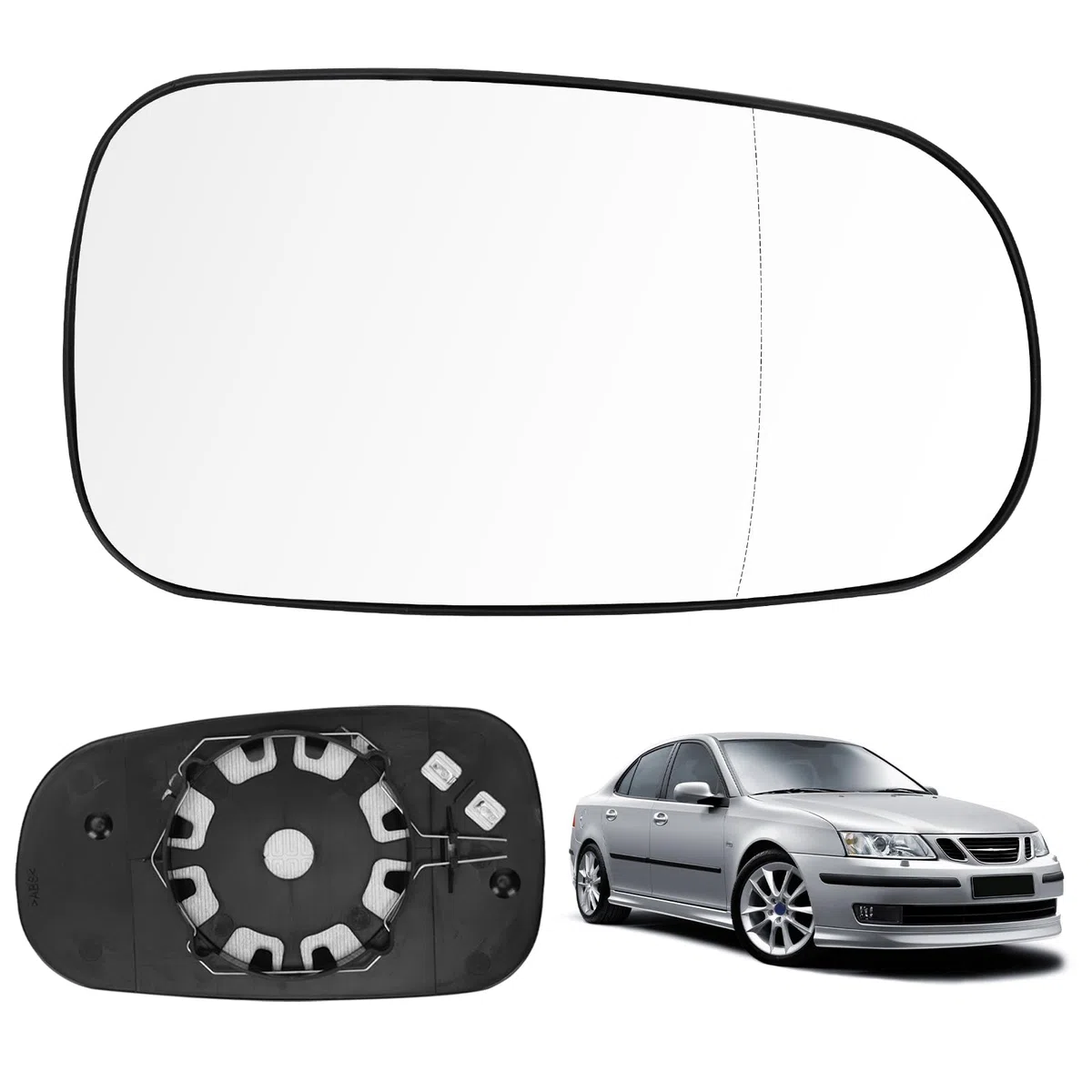 Espejo Retrovisor Reemplazo para Saab 93/95 2003-2010, Espejo Retrovisor Exterior Hiperbólico con Calefacción Cristal Vidrio Esférico Izquierdo o Derecho (Derecho)