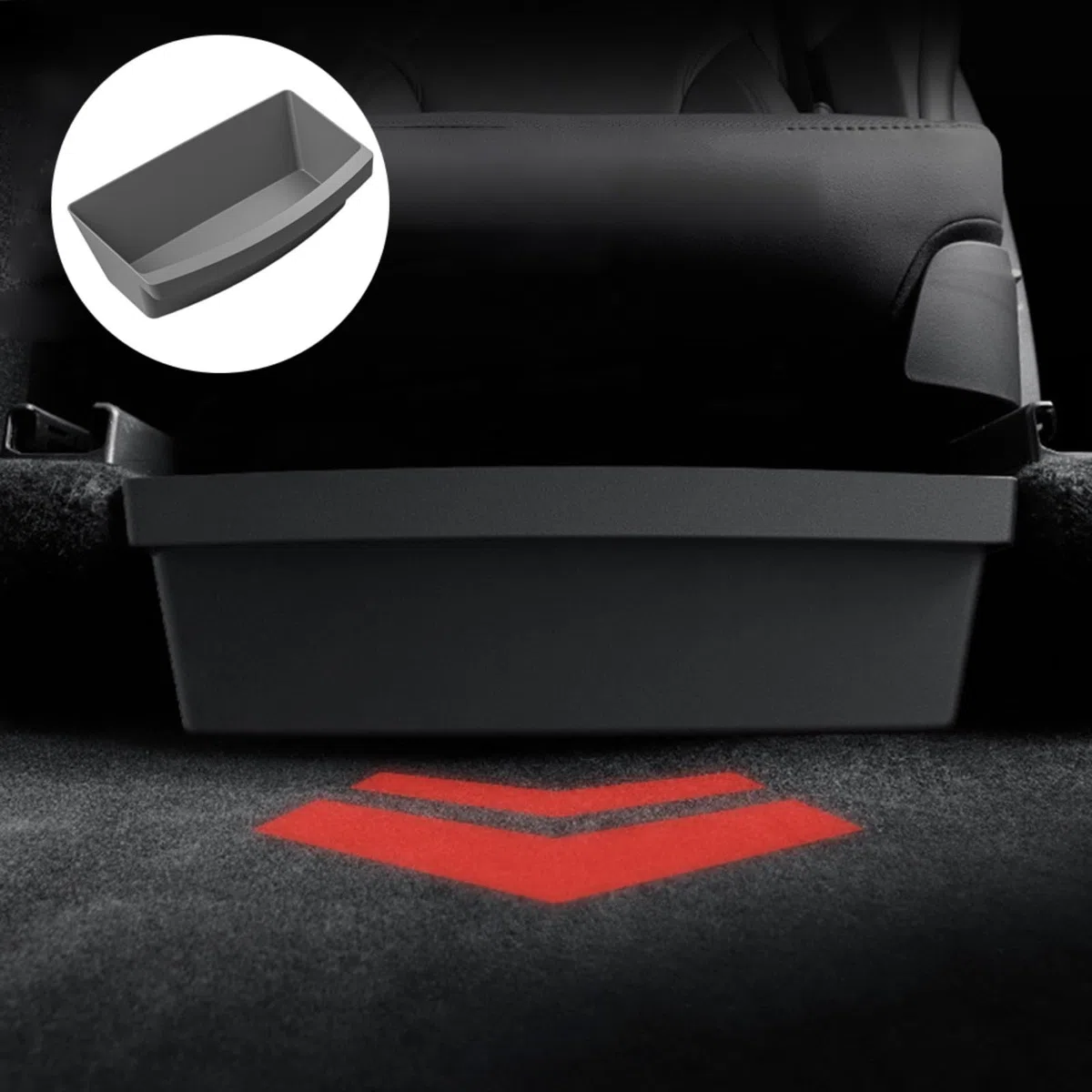Caja de almacenamiento para cajón de asiento delantero Tesla Model Y 2025, almacenamiento bajo el asiento, organizador interior de TPE, color negro, 36 x 16,4 x 9,5 cm