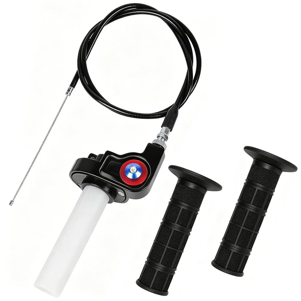 Puño Rapido Moto, Acelerador Rápido para Moto con Cable 1.2m & Puños Moto, 22mm Kit de Empuñadura de Acelerador Pitbike, Puño Acelerador Pit Bike para 50-250Cc ATV Quad Pit Dirt Bike