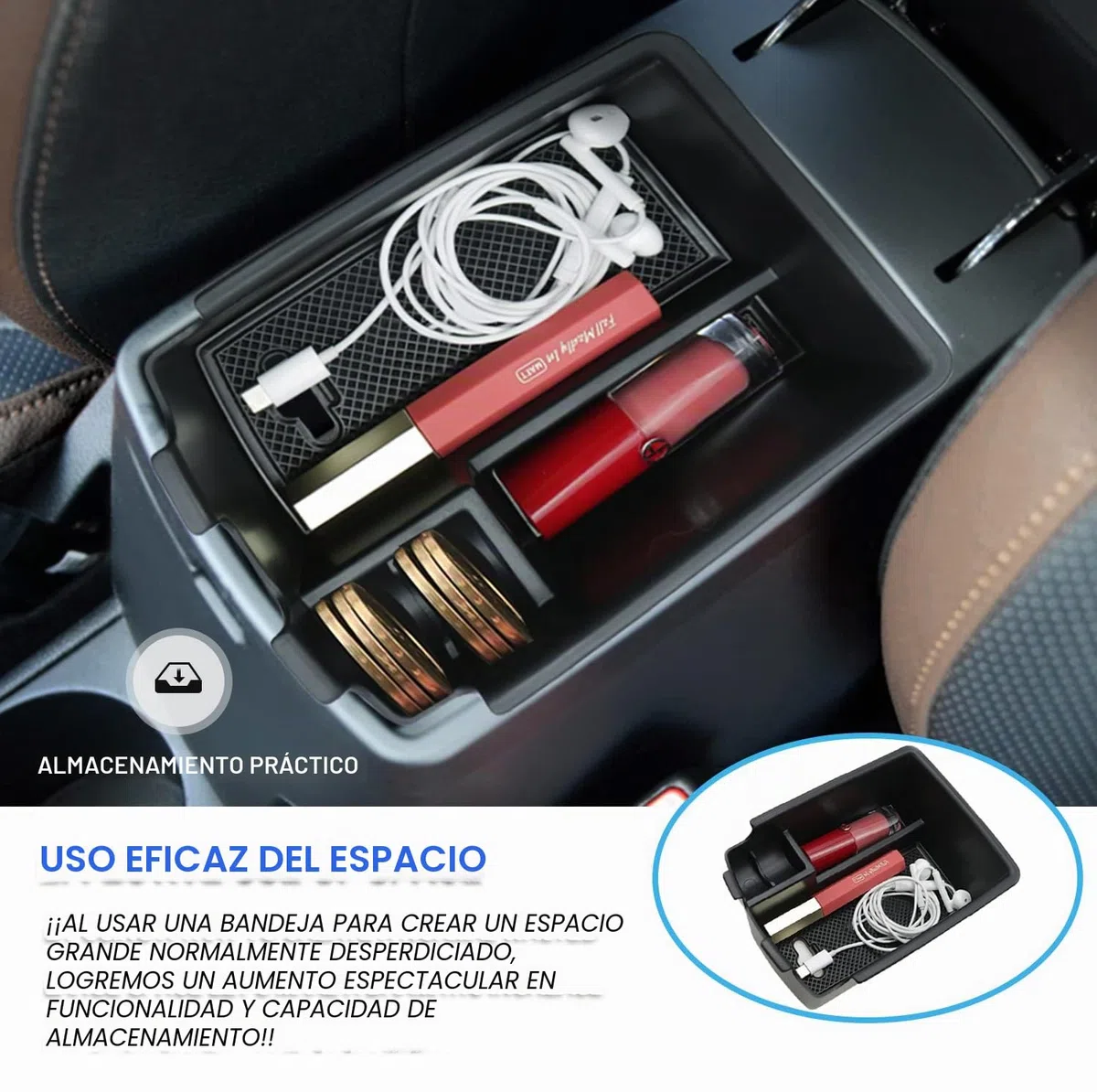 Ruiya Compatible con Kia Stonic 2018-2023 2024 Consola Central Caja de almacenamiento, Caja Reposabrazos Stonic Reposabrazos Organizador Central Reposabrazos Bandeja Accesorios Kia Stonic