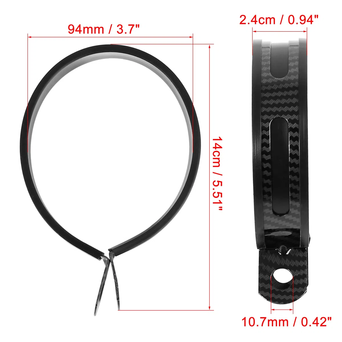F FIERCE CYCLE Negro 94mm Duradero Escape Abajo Tubo Abrazadera para Motocicleta