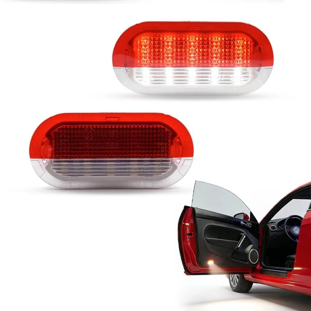 Luces de Cortesía LED para Puerta de V.W Golf MK3 MK4 Jetta Beetle Tou.ran Polo Vento Octavia Seat, Accesorios de Lámpara de Zona de Pasos Blanca/Roja de Seguridad, 2 Piezas