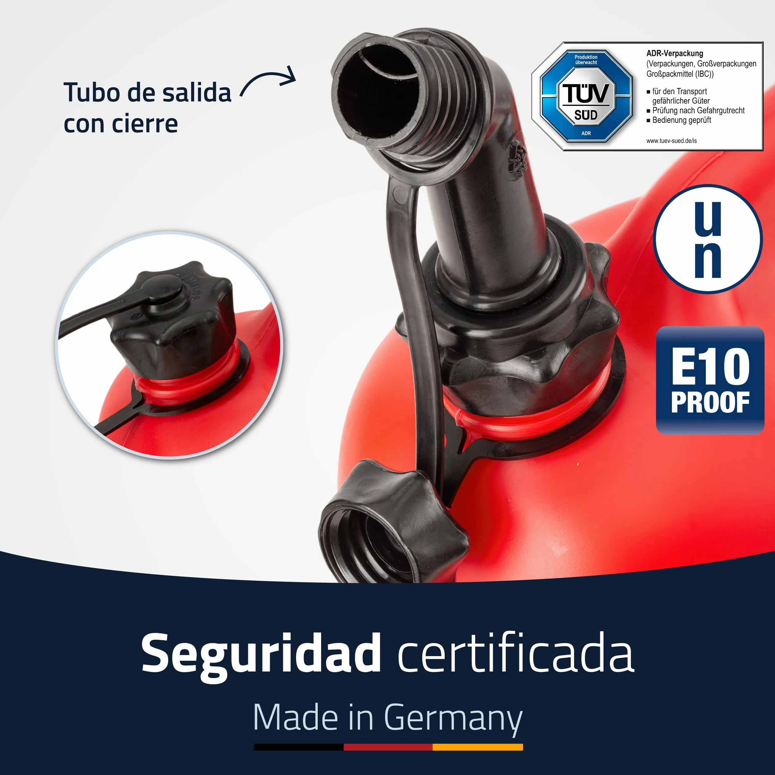 Cartrend Bidón doble ECO 5,5+3 L, PEAD Rojo, homologación UN, accesorios negros
