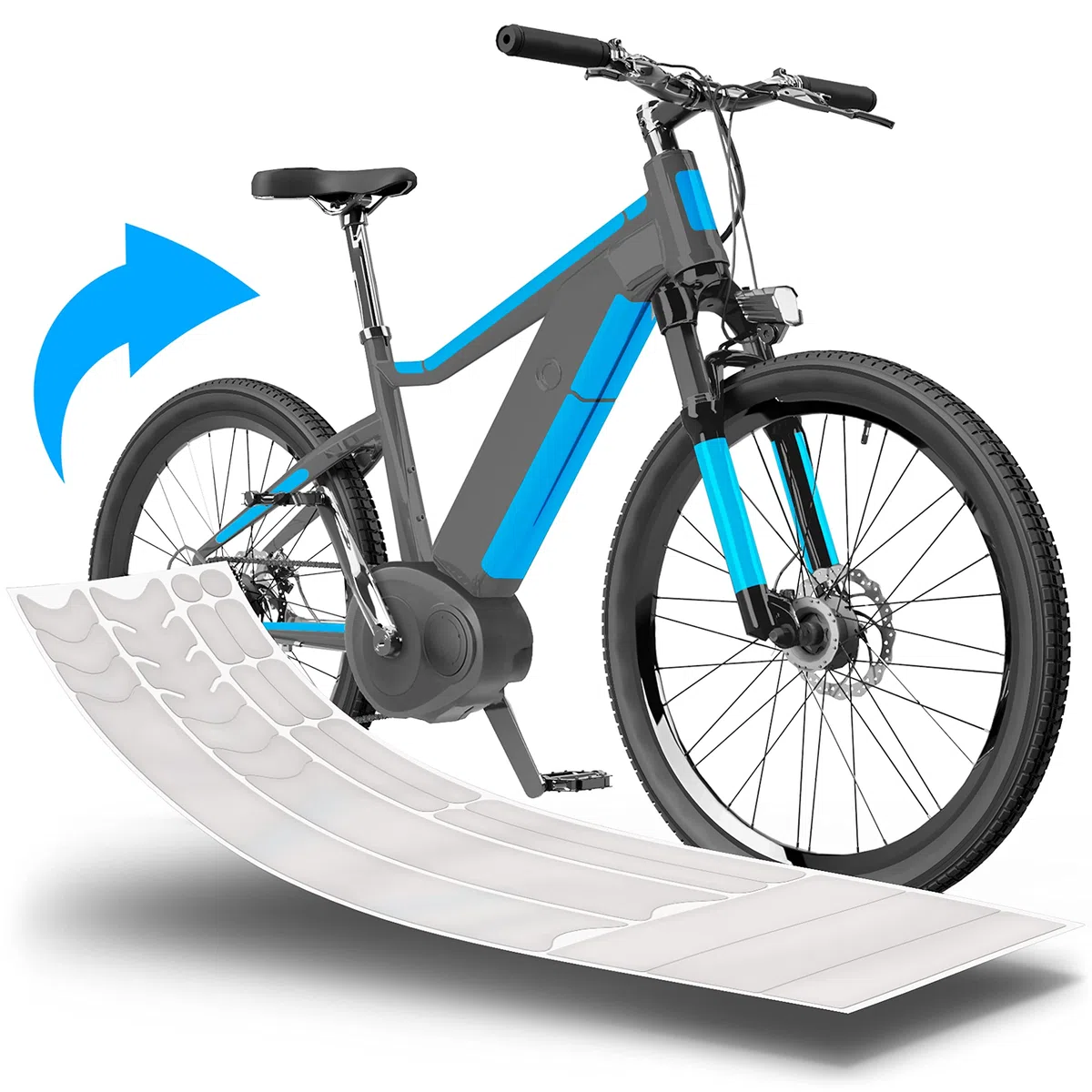 uProtect Película Protectora de Pintura para Bicicleta Electrica, BMX, Carretera, Trekking, etc. - Conjunto para Cuadro de 20 Piezas contra Golpes de Piedras - Autoadhesivo