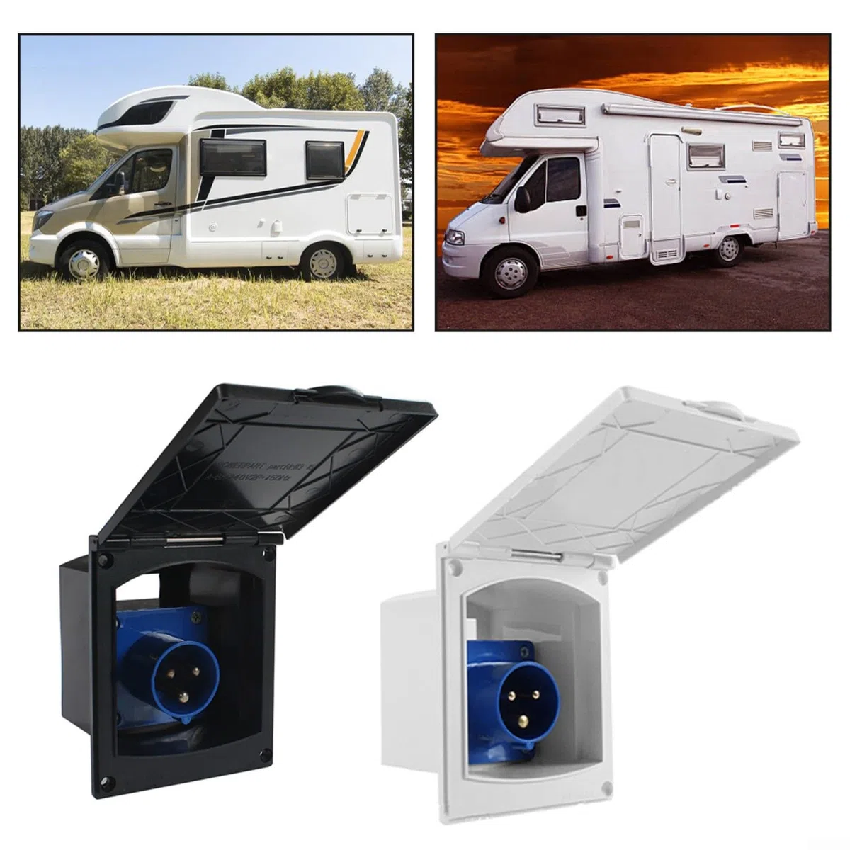 Enchufe de alimentación para caravana RV Camper IP44 impermeable caja de enchufe externo 220V-250V 16A toma de corriente con cubierta protectora para caravana, remolque, casa móvil, instalación al