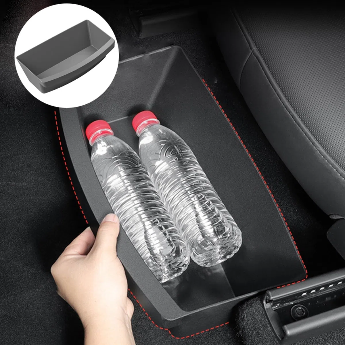 Caja de almacenamiento para cajón de asiento delantero Tesla Model Y 2025, almacenamiento bajo el asiento, organizador interior de TPE, color negro, 36 x 16,4 x 9,5 cm