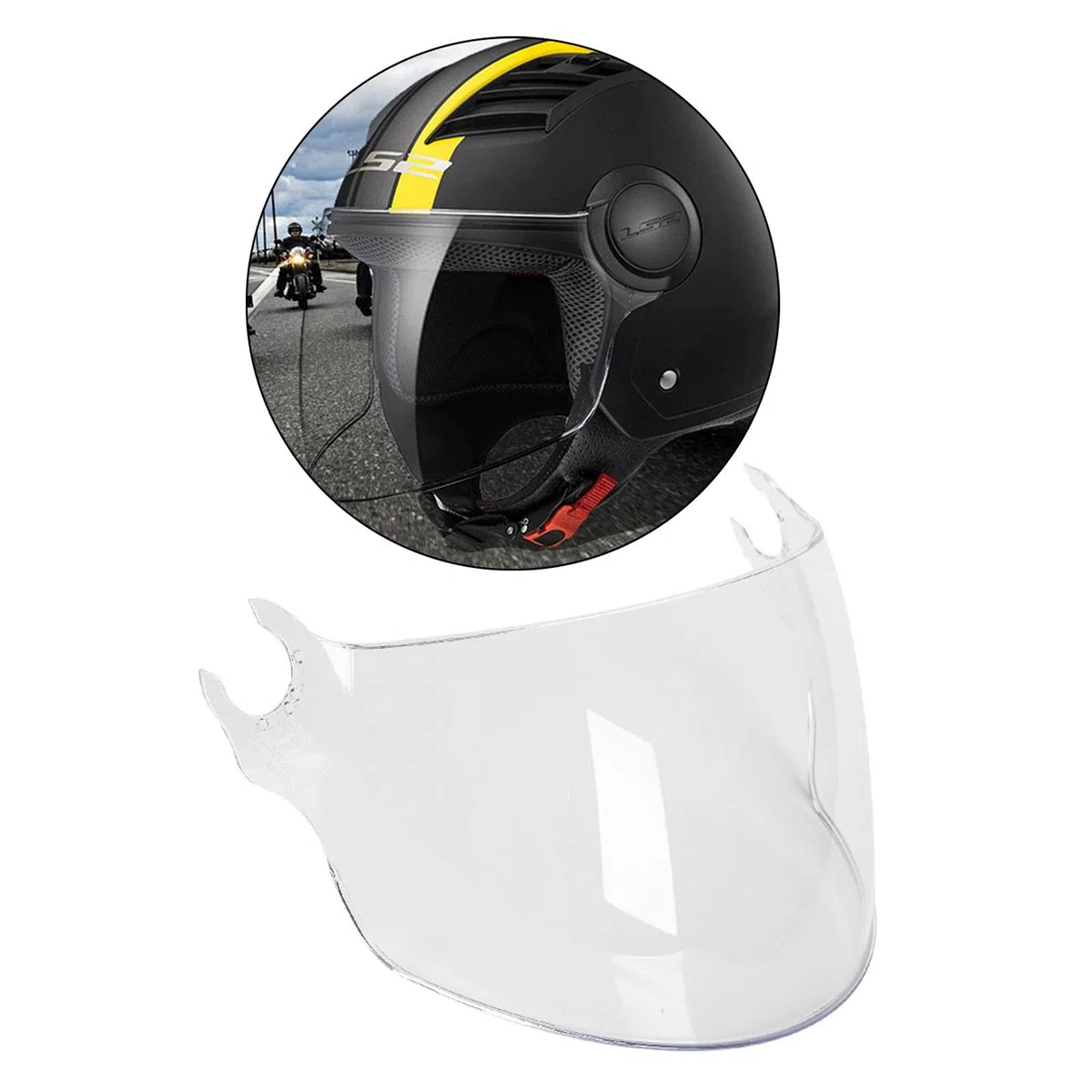 LS2 OF562 Lente de Reemplazo de Visera de Casco Moto Antiniebla y Antiarañazos, Cromo Plateado, Accesorios para Motocicleta - Transparente