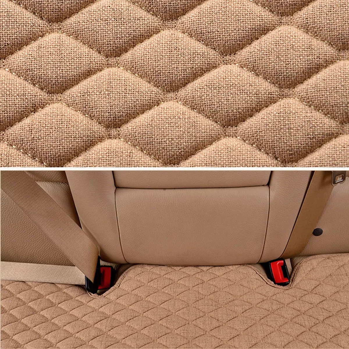 Cojín Asiento Coche Funda Asiento Coche Universal Protector Asiento Delantero Trasero Coche Funda Transpirable para Coche Oficina Hogar (Negro, 1 para Asiento Trasero)