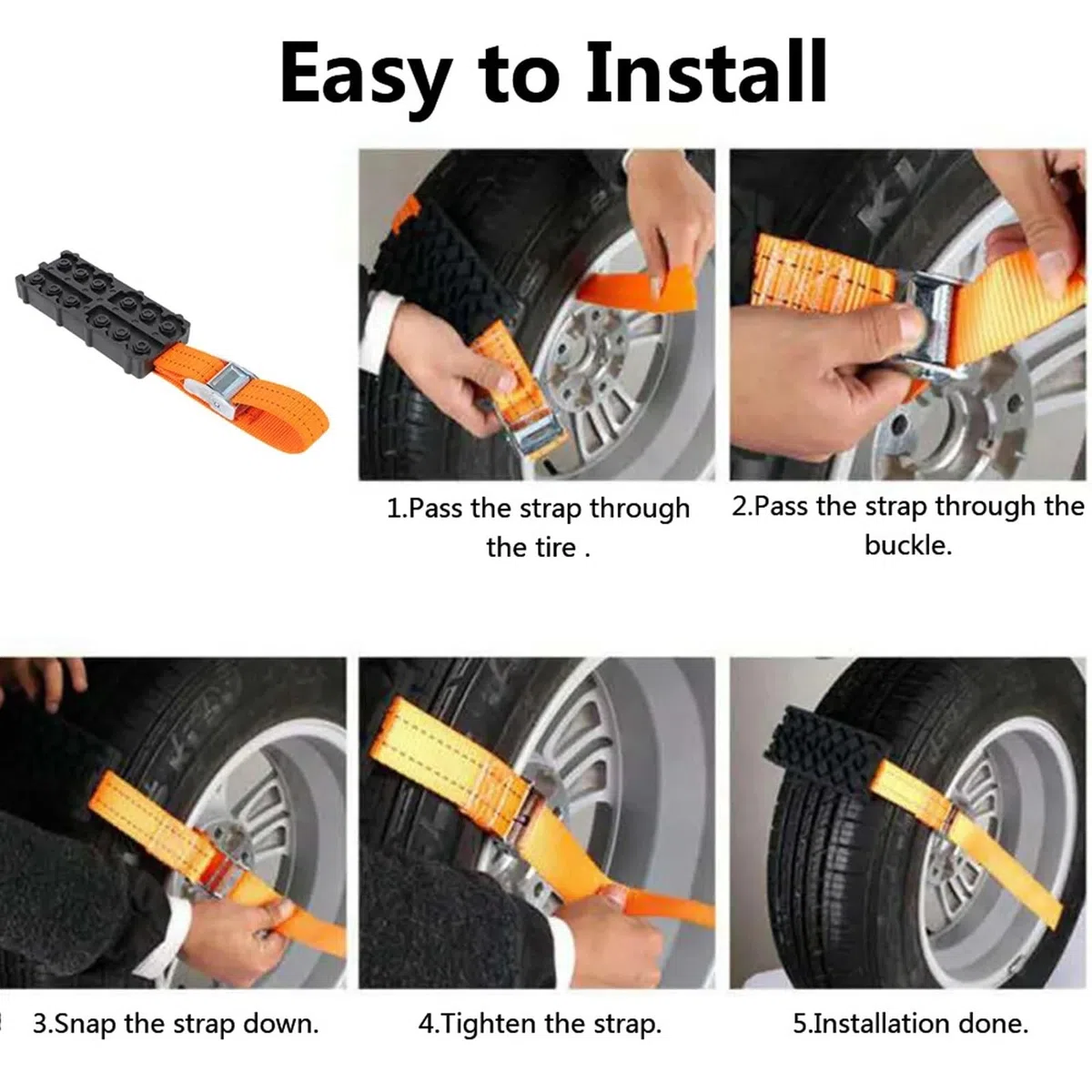 Correas de cadena de emergencia for neumáticos de arena, barro y nieve, bloques de tracción for neumáticos de coche, antideslizantes y duraderas de PU