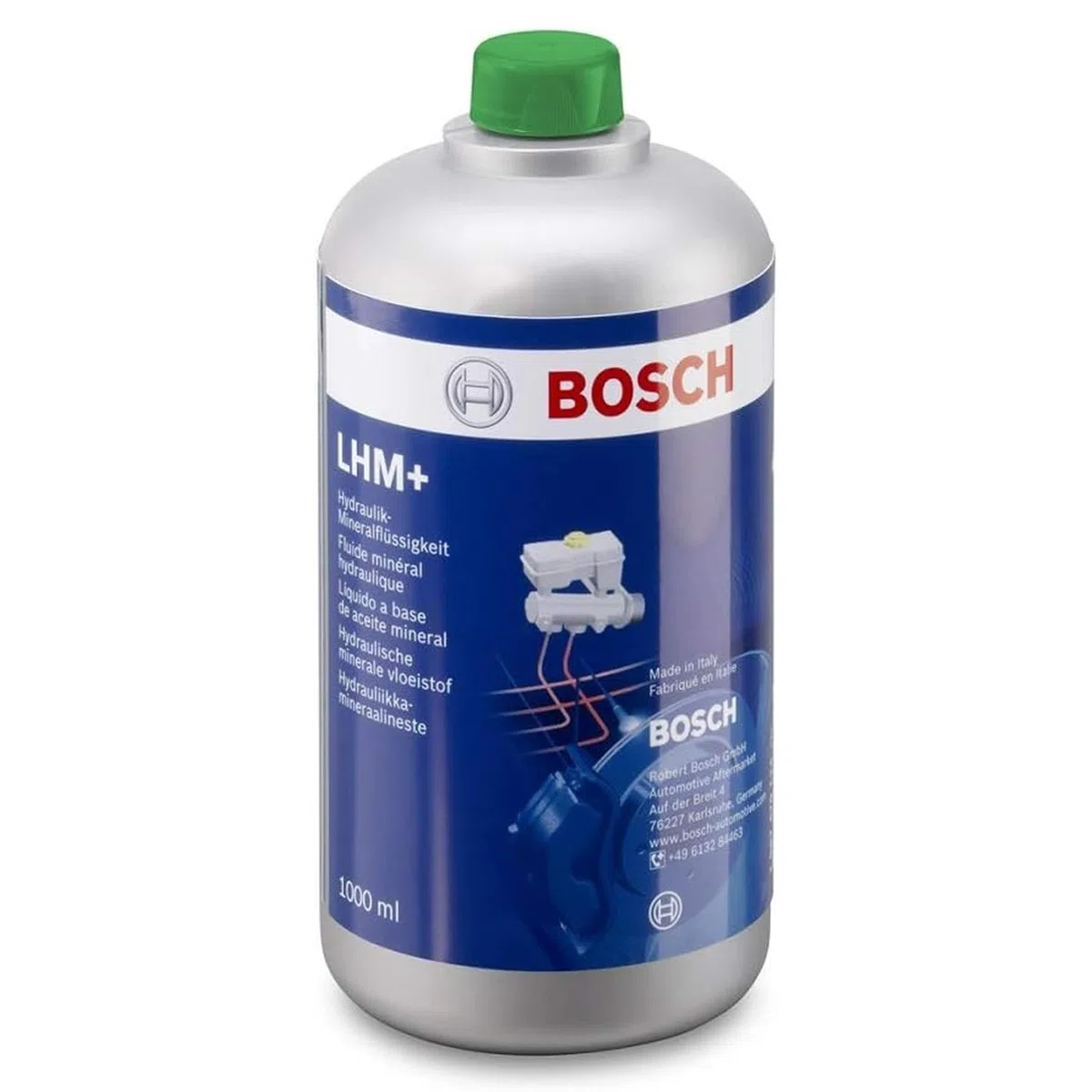 Bosch Líquido Hidráulico de Frenos LHM+, 1 L - Aceite Mineral para Frenos, Dirección y Suspensión - Calidad OE - Adecuado para Frenos ABS y ESP