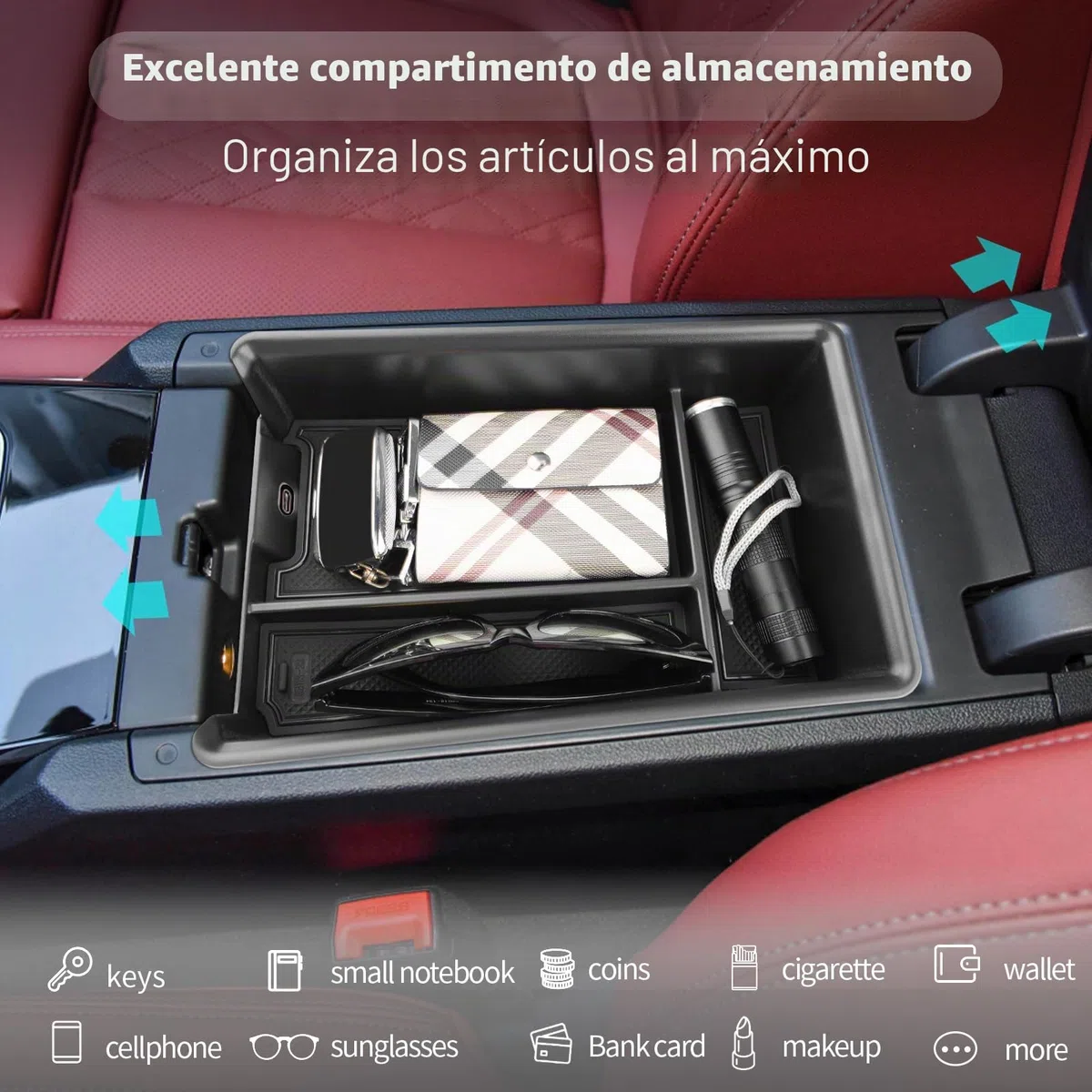 CDEFG Compatible con BMW 3er G20 G21 2019-2023 2024 2025 / 4er G22 / i3 G28 i4 G26 Facelift Consola central, guantera, reposabrazos Caja de almacenamiento multifuncional Accesorio de coche (Negro)