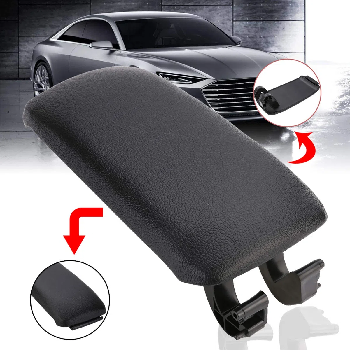 KIMISS Funda para reposabrazos de consola en cuero negro, compatible A3 8P / 2003-2013, ref. 8P0864245P