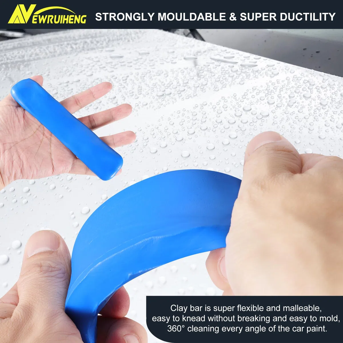 Barra de arcilla para coche, 4 unidades, 400 g, Auto Car Clay Bar Bares de arcilla limpios para limpieza de coche, descontaminación del coche, cuidado de la pintura y limpieza del vidrio (1, azul)